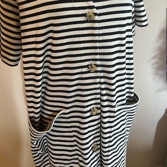 Lou and Grey Striped Black and White Button Up Dress - Picture 3 of 4